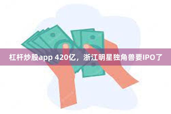 杠杆炒股app 420亿，浙江明星独角兽要IPO了