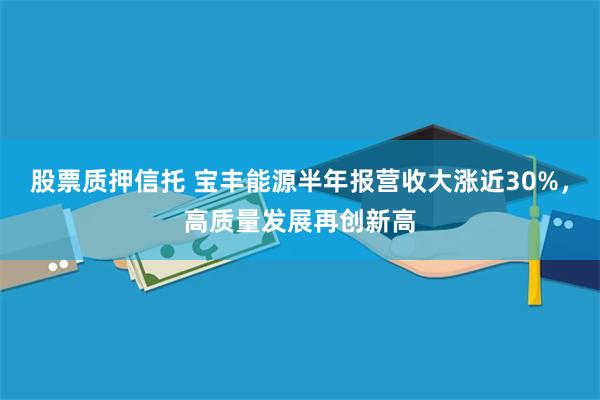 股票质押信托 宝丰能源半年报营收大涨近30%，高质量发展再创新高